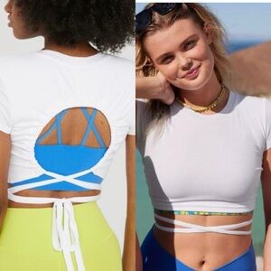 Aerie Offline White Open Back Crop Top Size S